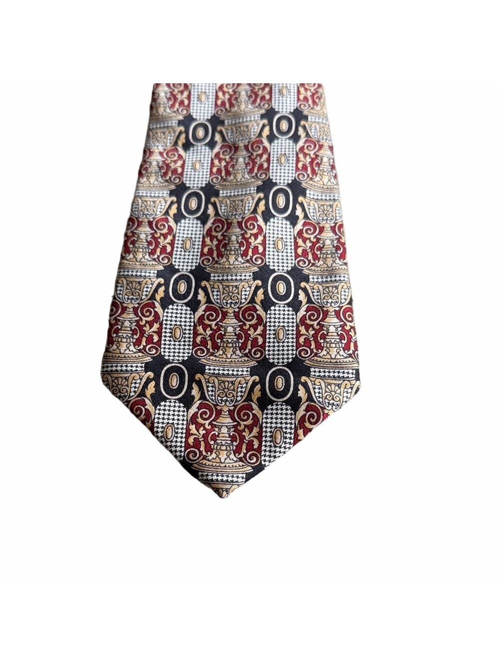 Metropolitan Museum of Art Ornamental Silk Tie Red Black Gold Medallion Classic